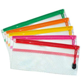 Transparent Exam Pencil Pouch Clear PVC & Mesh Zipper Pencil Pen Stationary Case For Students